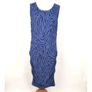 A Pea in the Pod Blue Zebra Print Midi Maternity Dress